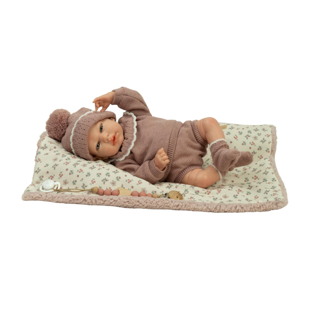 Arias | Muñeca Greta Reborn de 40 CM con Manta Rosa