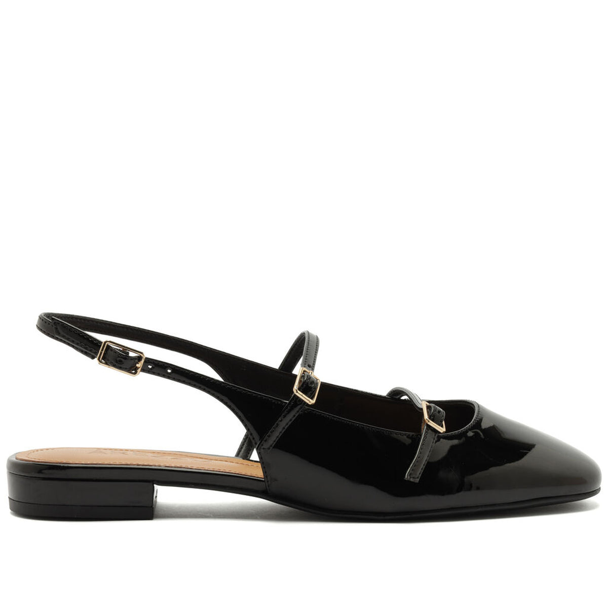 Arezzo | Slingback de charol con tiras y hebillas - Negro