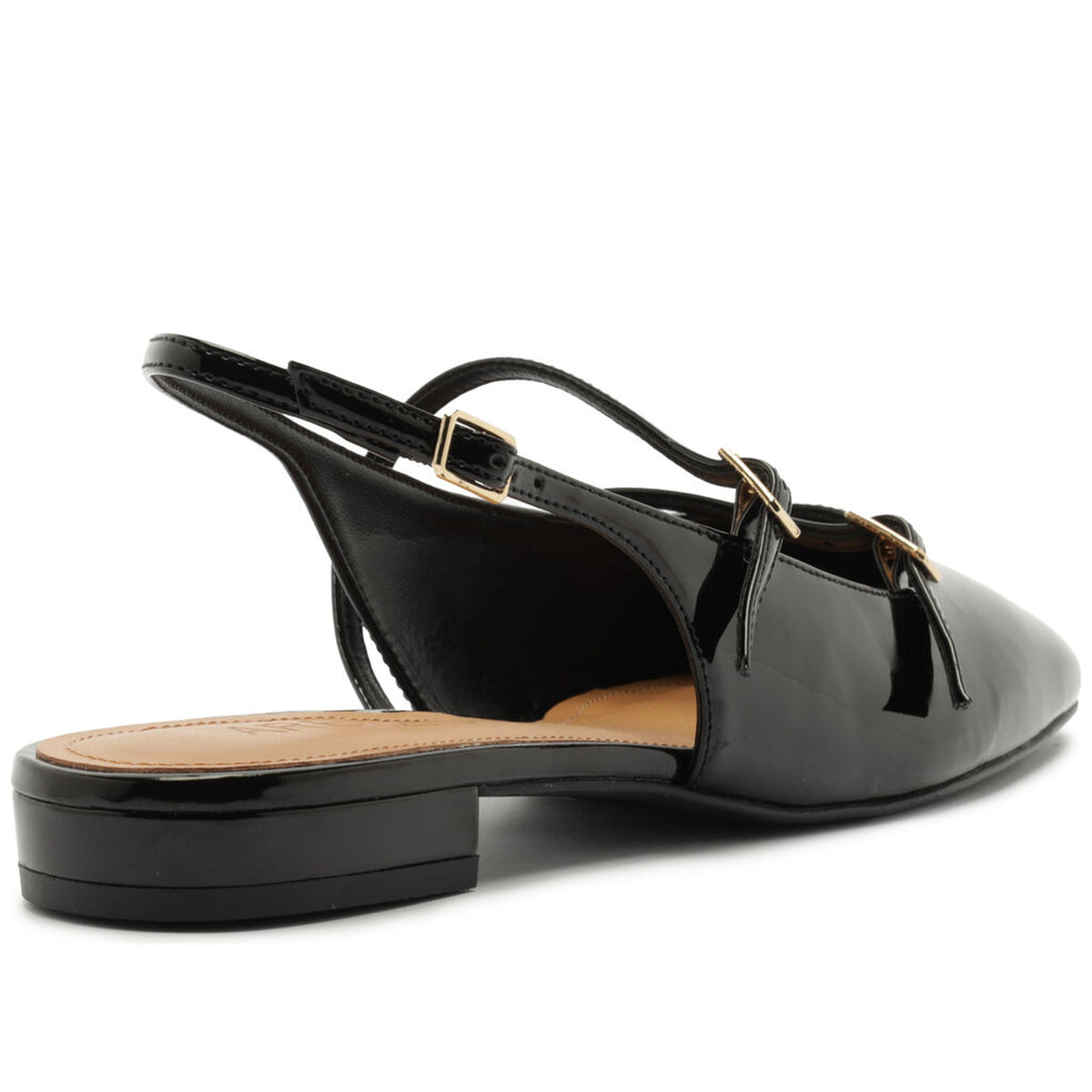 Arezzo | Slingback de charol con tiras y hebillas - Negro
