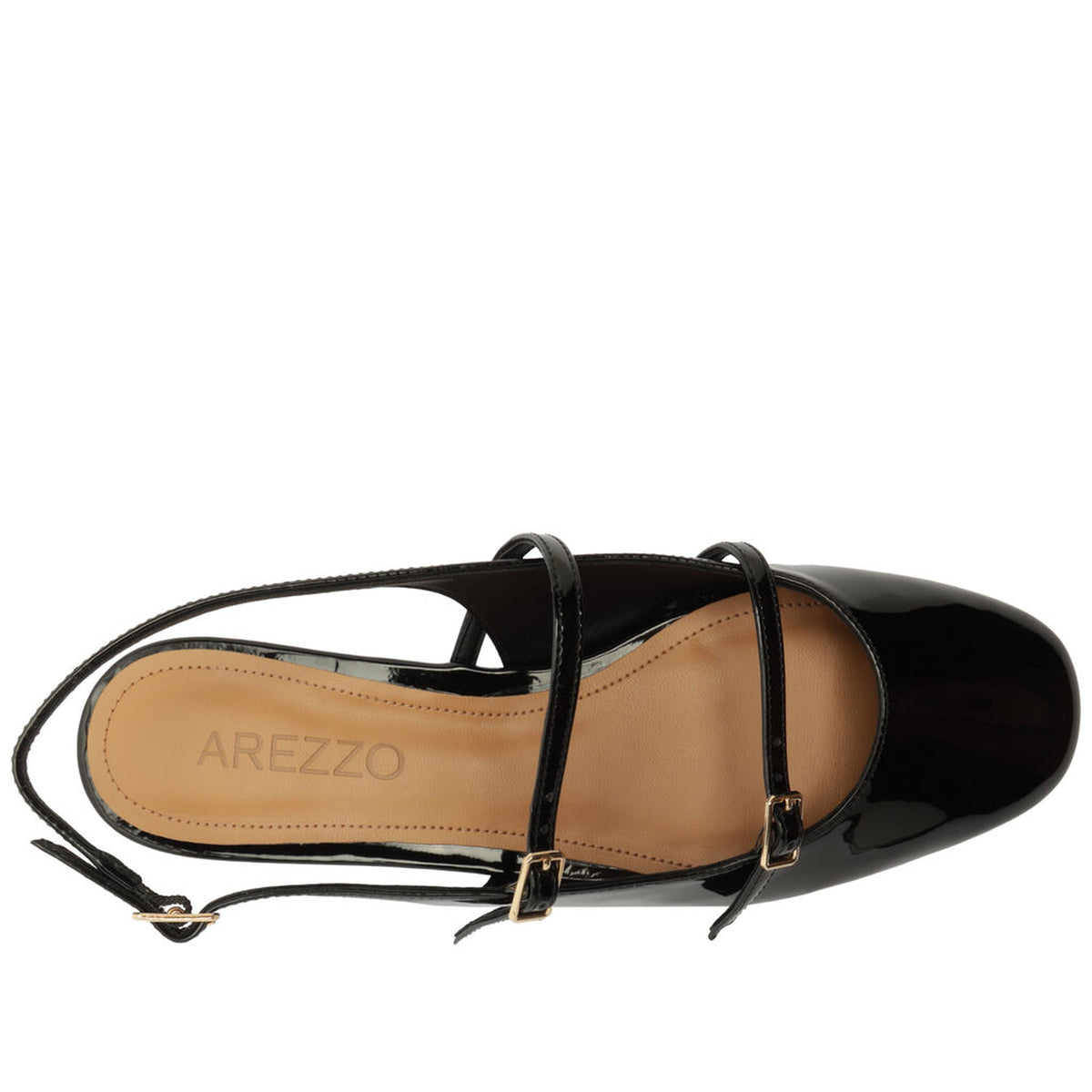 Arezzo | Slingback de charol con tiras y hebillas - Negro
