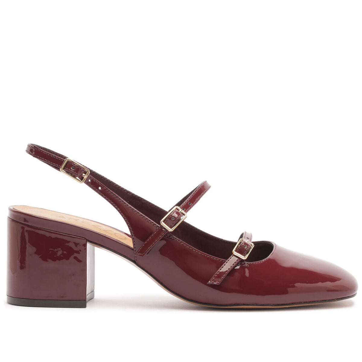 Arezzo | Slingback de charol con tiras y tacón bloque - Rubí