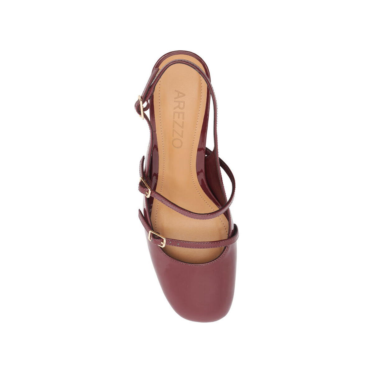 Arezzo | Slingback de charol con tiras y tacón bloque - Rubí