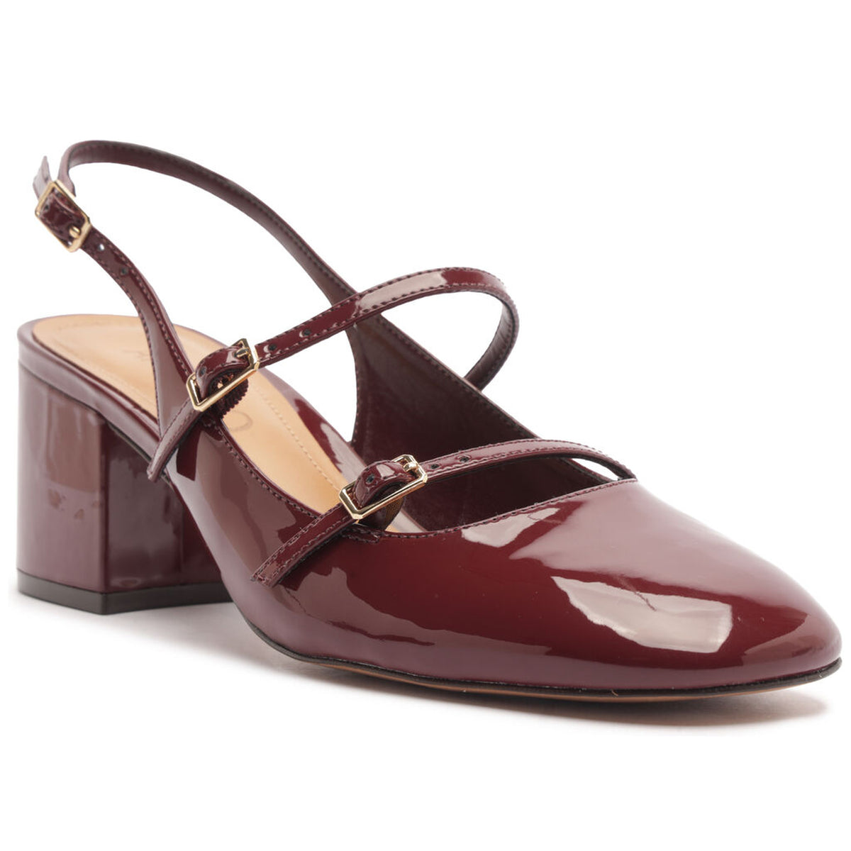 Arezzo | Slingback de charol con tiras y tacón bloque - Rubí