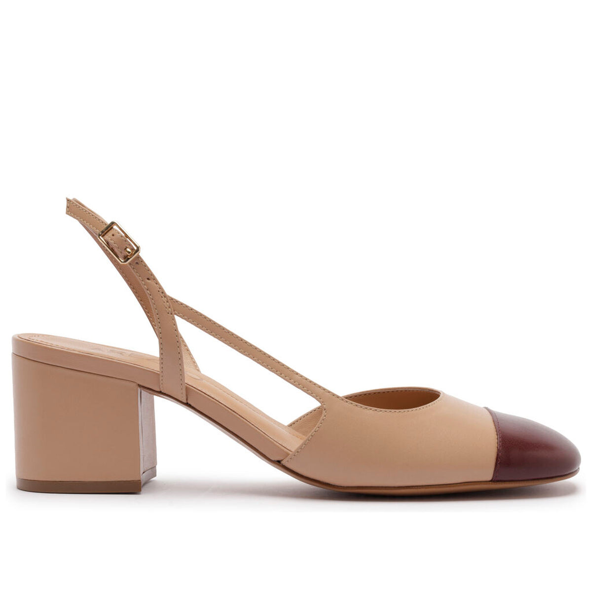 Arezzo | Slingback bicolor de tacón bloque - Arena