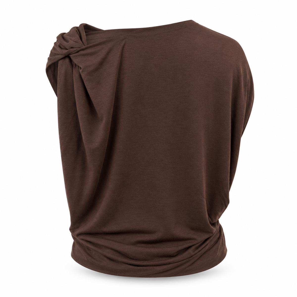 Olea | Blusa Marrón Asimétrica con Drapeado para Dama