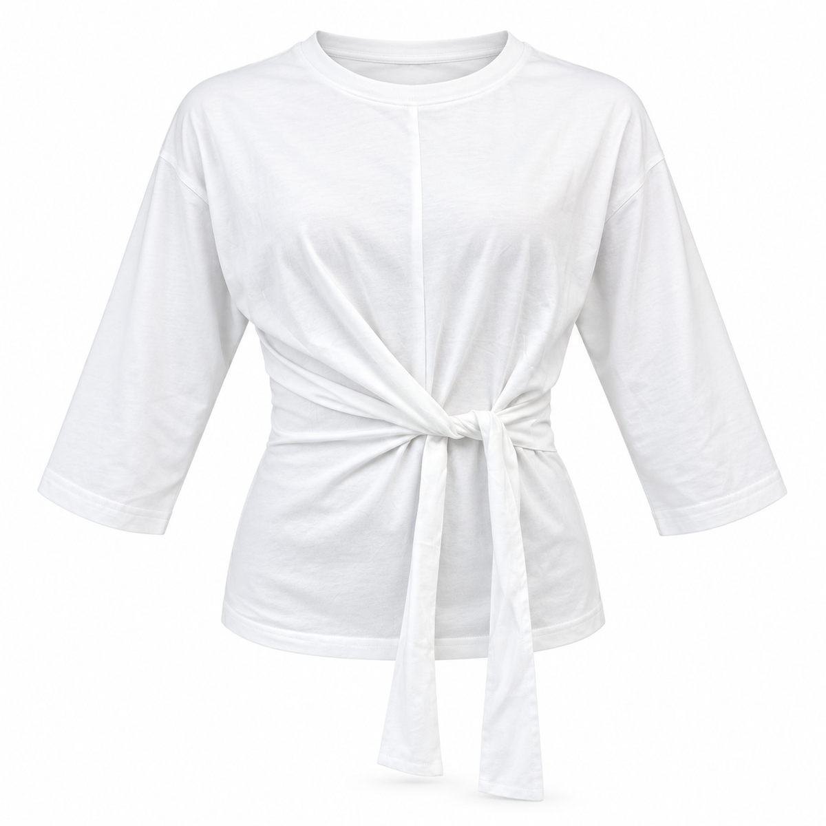 Olea | Blusa Blanca con Lazo Frontal y Manga 3/4 para Dama