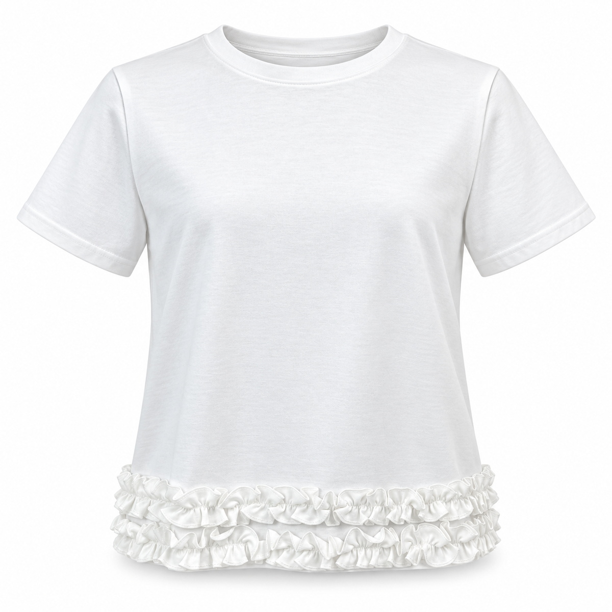 Olea | Camiseta Blanca con Volantes en el Bajo para Dama