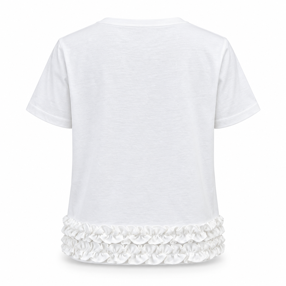 Olea | Camiseta Blanca con Volantes en el Bajo para Dama