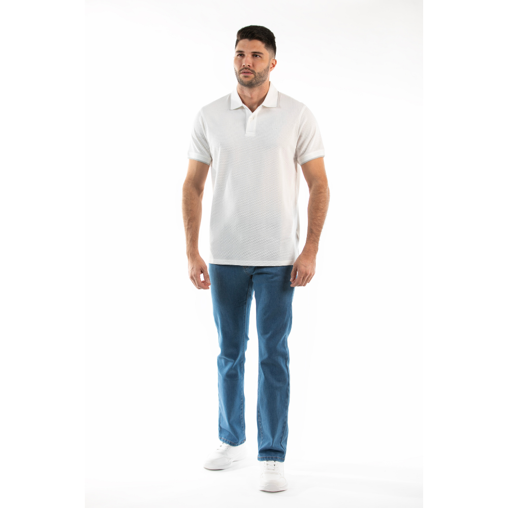 Oscar de la Renta | Camiseta Polo con Ribete Gris en Contraste para Caballero