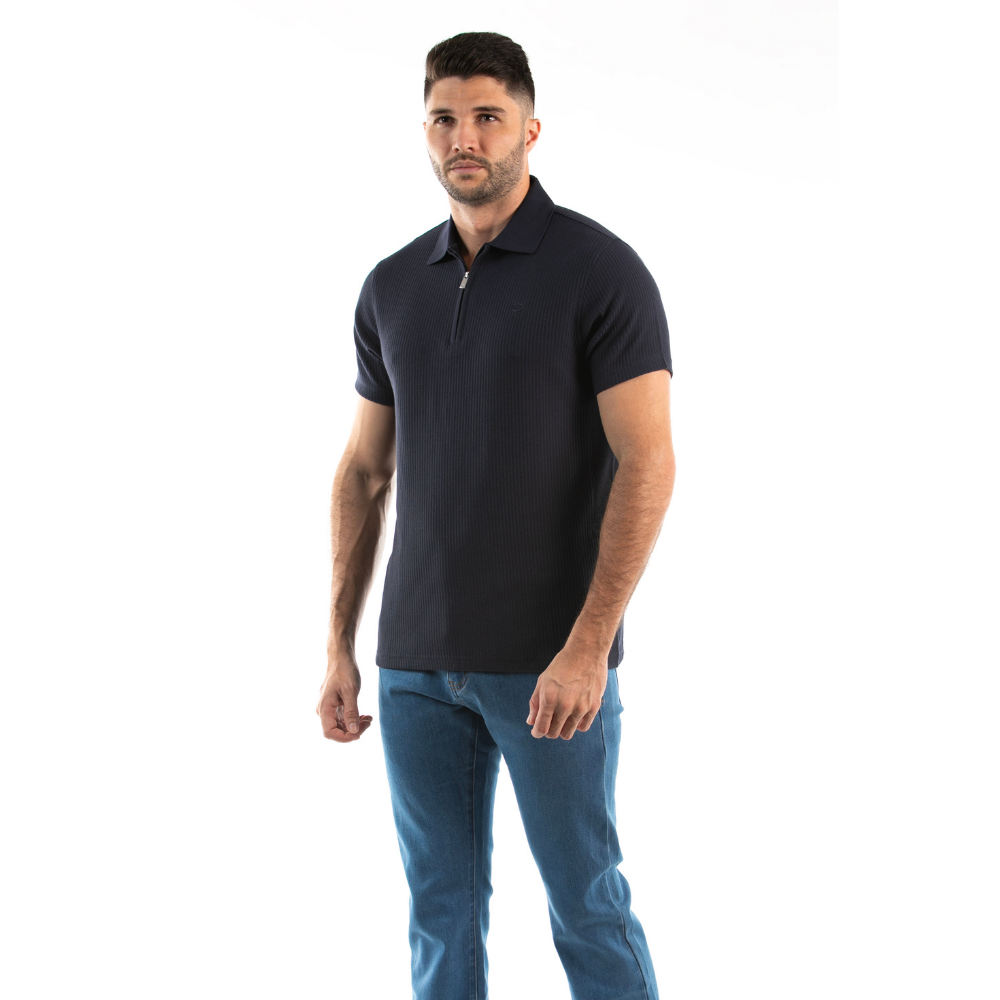 Oscar de la Renta | Camiseta Polo de Punto Acanalado con Cremallera