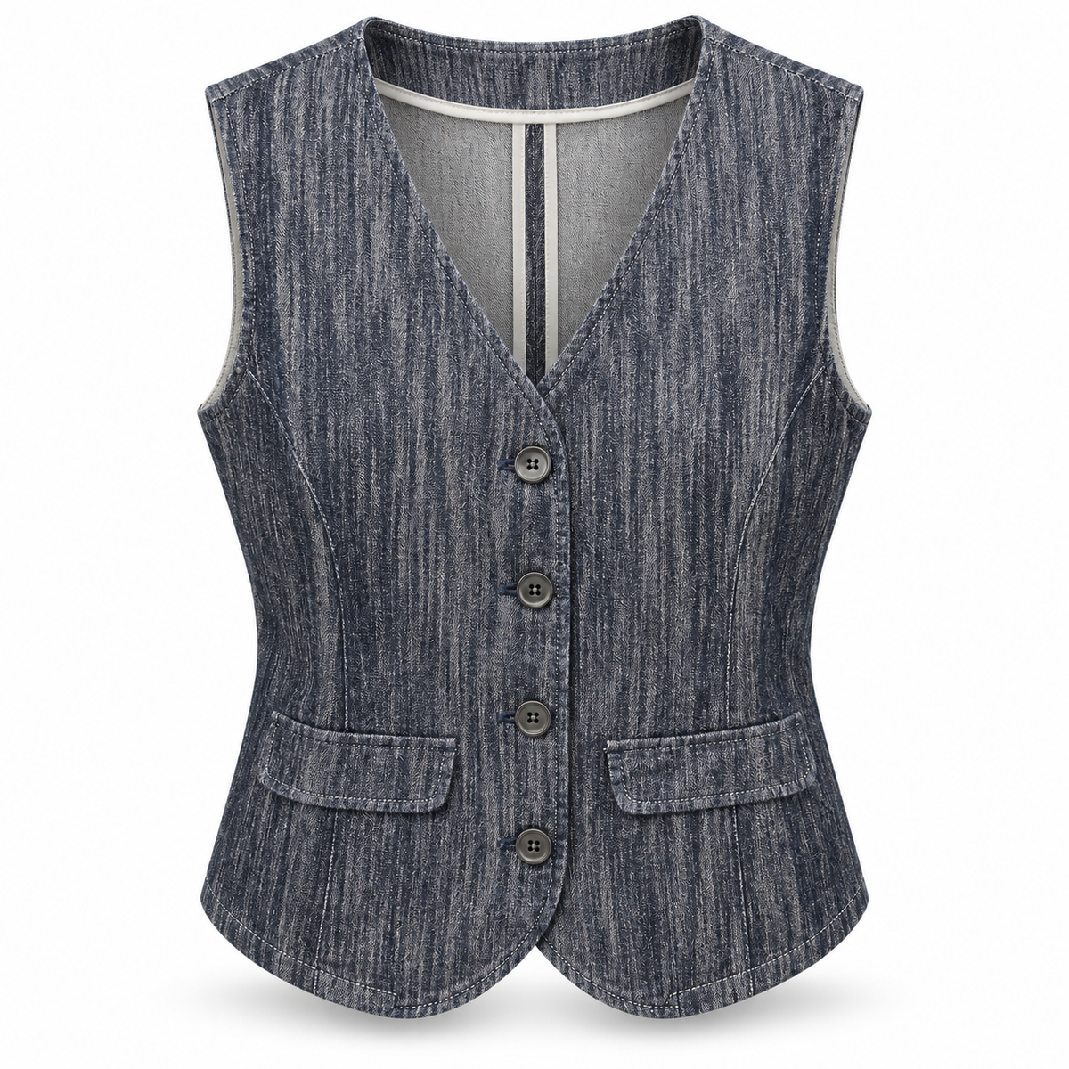 Olea | Chaleco Sastre Efecto Denim con Botones para Dama