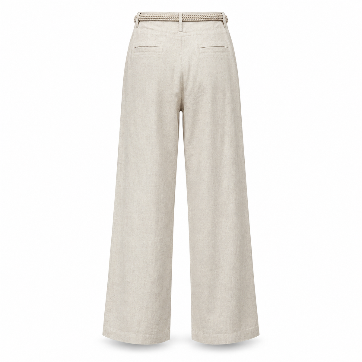 Olea | Pantalón Wide Leg Marfil con Cinturón para Dama