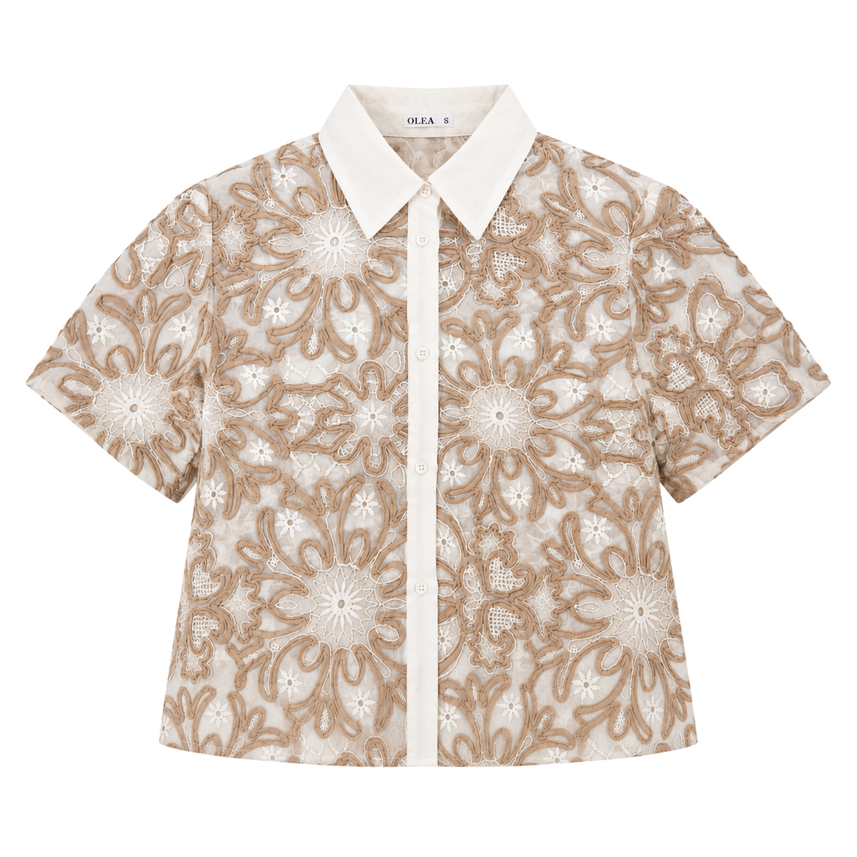 Olea | Blusa Corta Bordada de Manga Corta para Dama