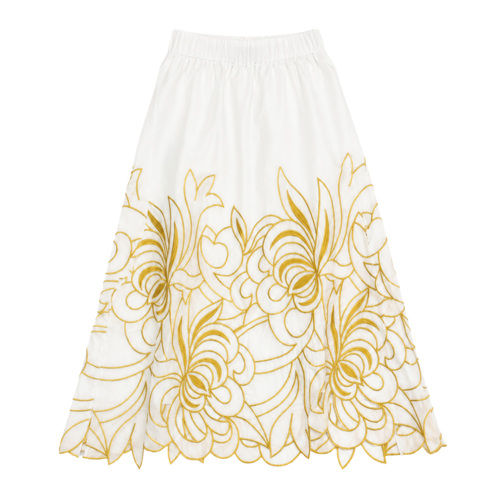 Olea | Falda Midi Bordada con Diseño Floral para Dama
