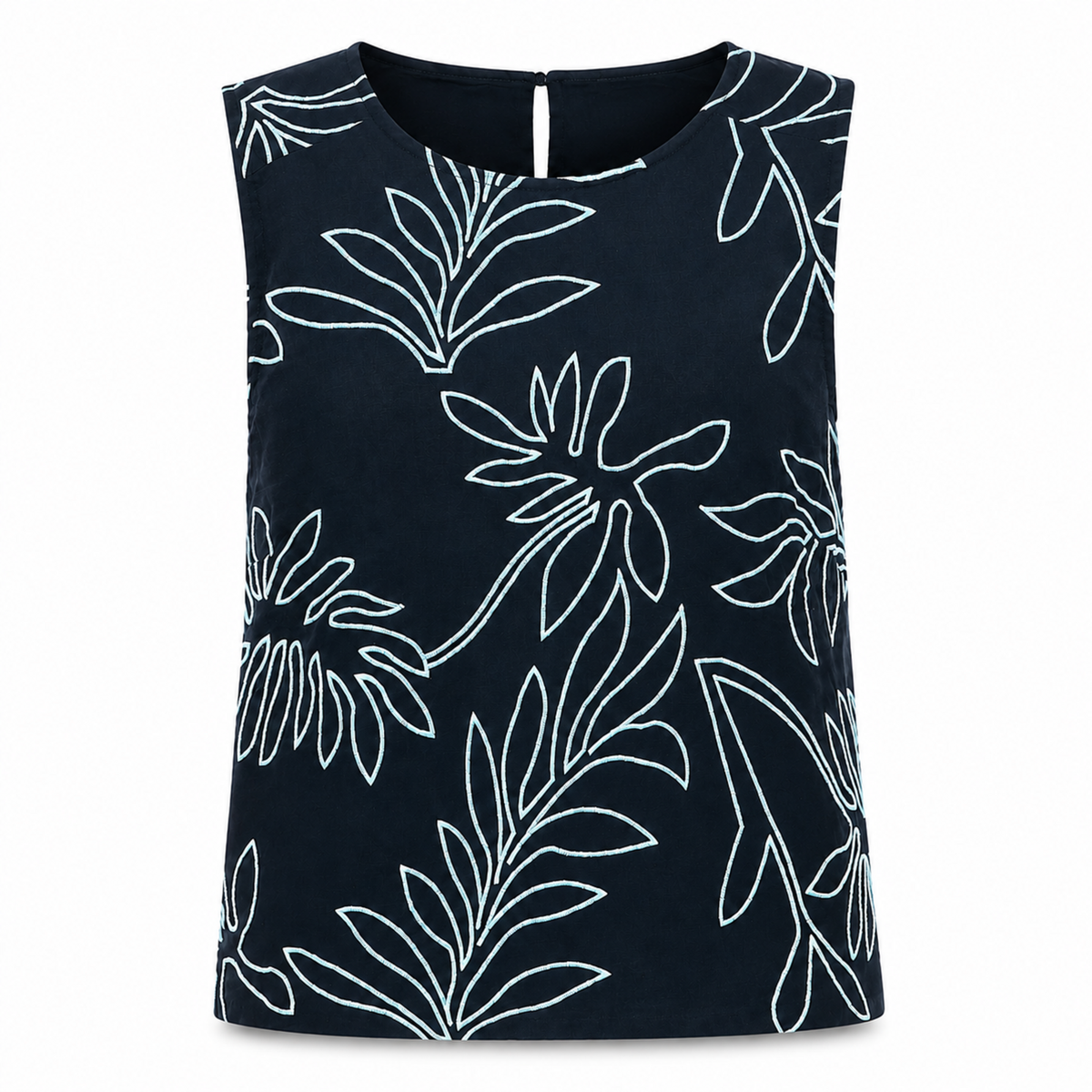 Olea | Blusa sin Mangas con Estampado Botánico para Dama