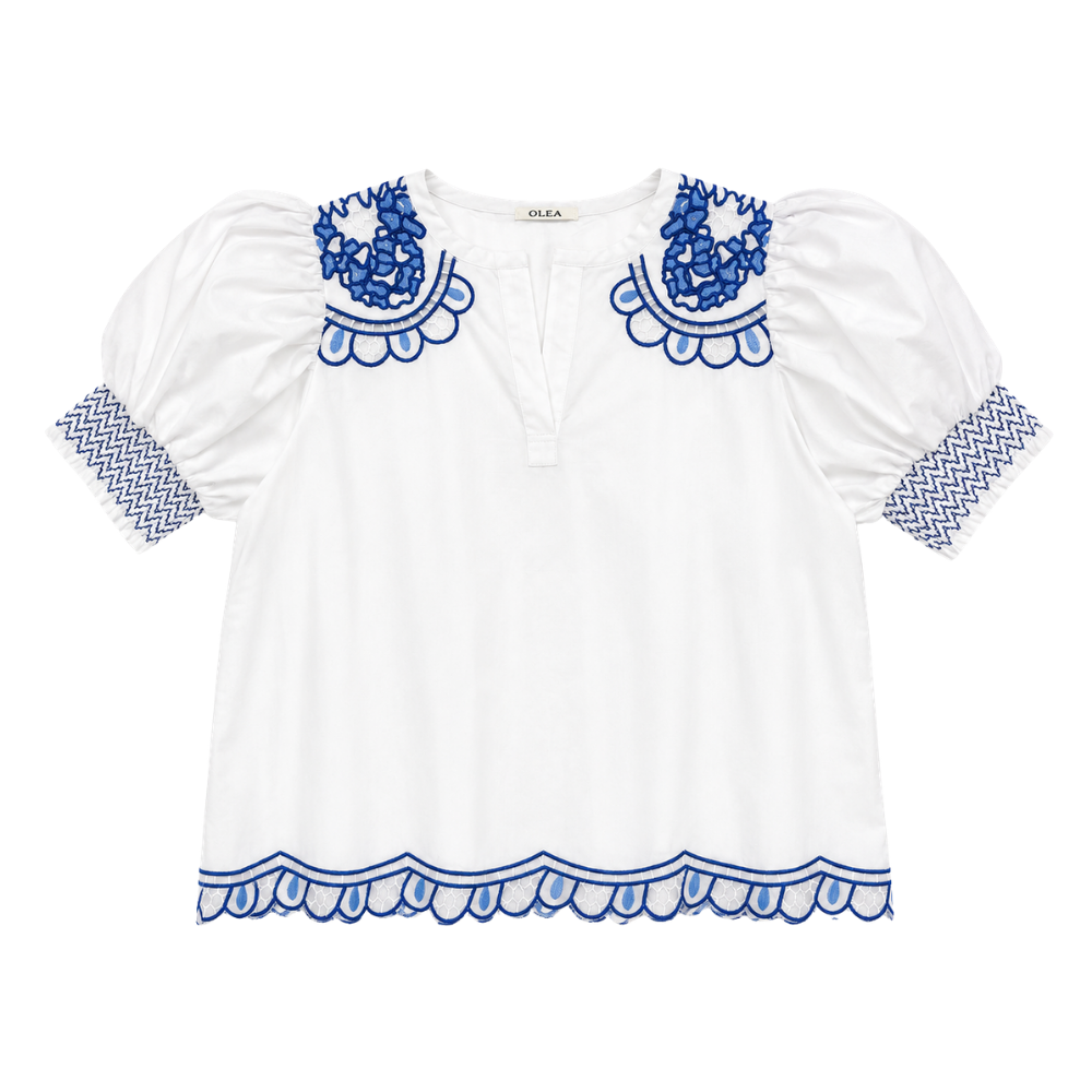 Olea | Blusa Bordada y Manga Abullonada para Dama