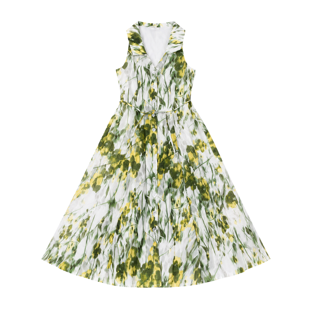 Olea | Vestido Midi Estampado Floral con Botones Frontales para Dama