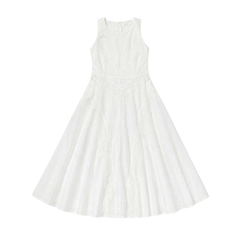 Olea | Vestido Midi con Encaje y Silueta Amplia para Dama
