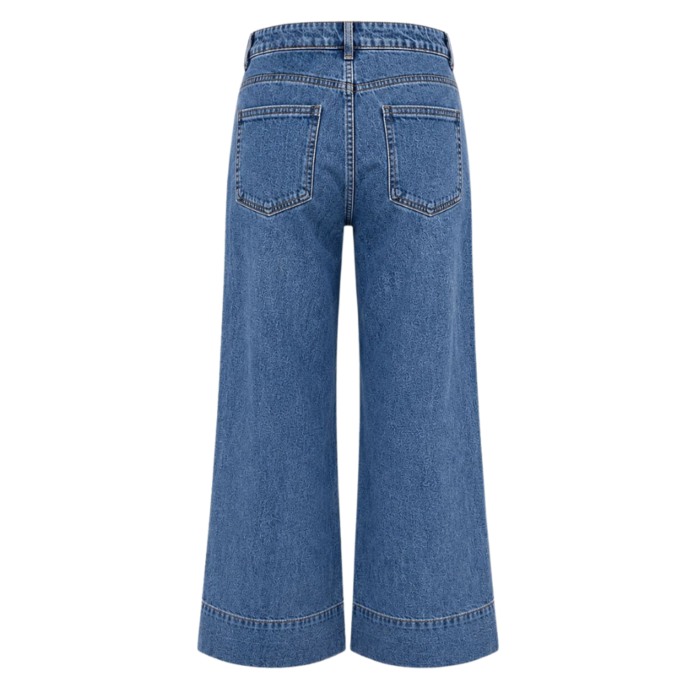 Olea | Jeans de Pierna Ancha con Bolsillos Frontales para Dama