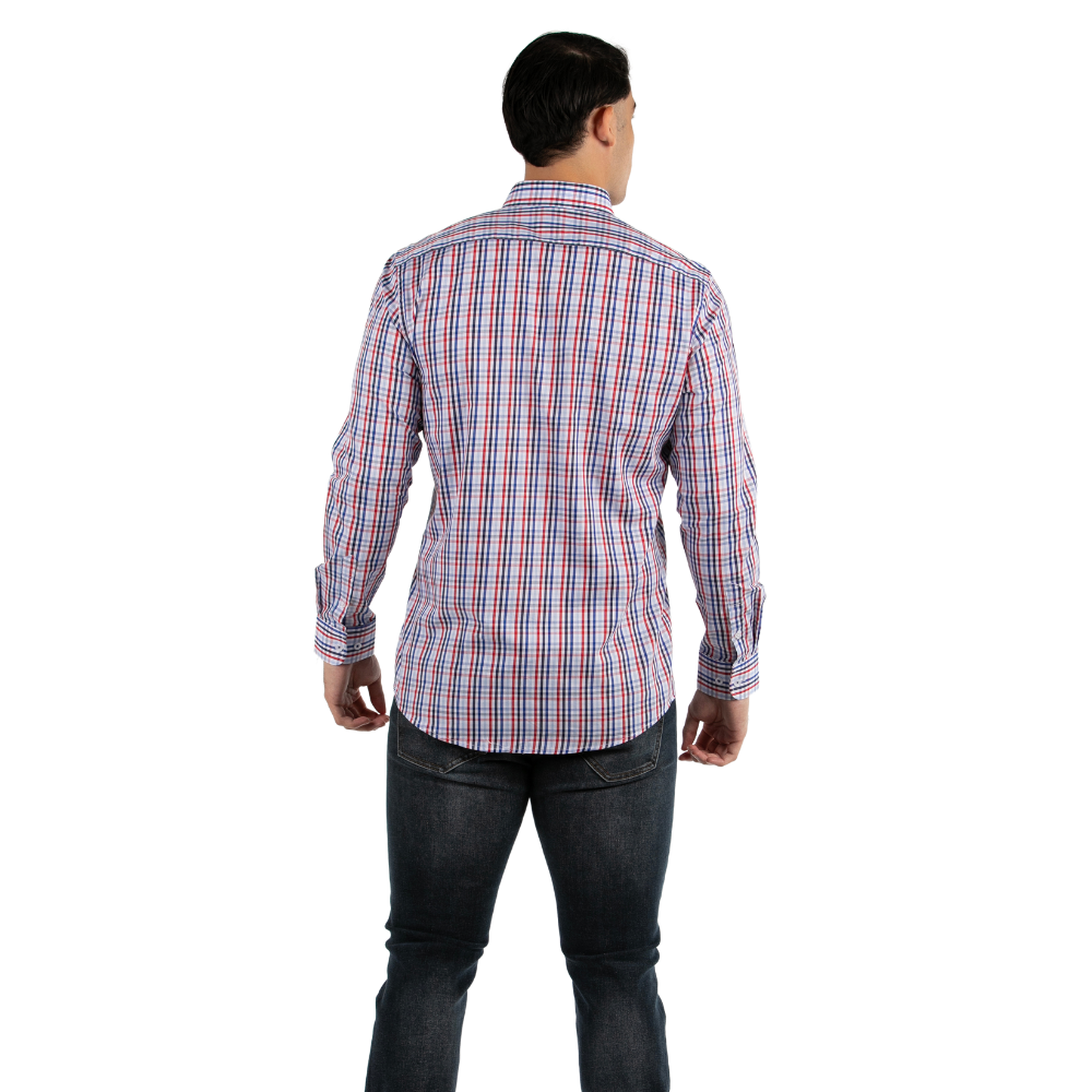 Oscar de la Renta | Camisa Casual de Manga Larga a Cuadros Tricolor