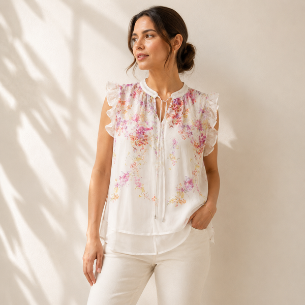 Olea | Blusa de Capas con Volantes y Estampado Floral para Dama