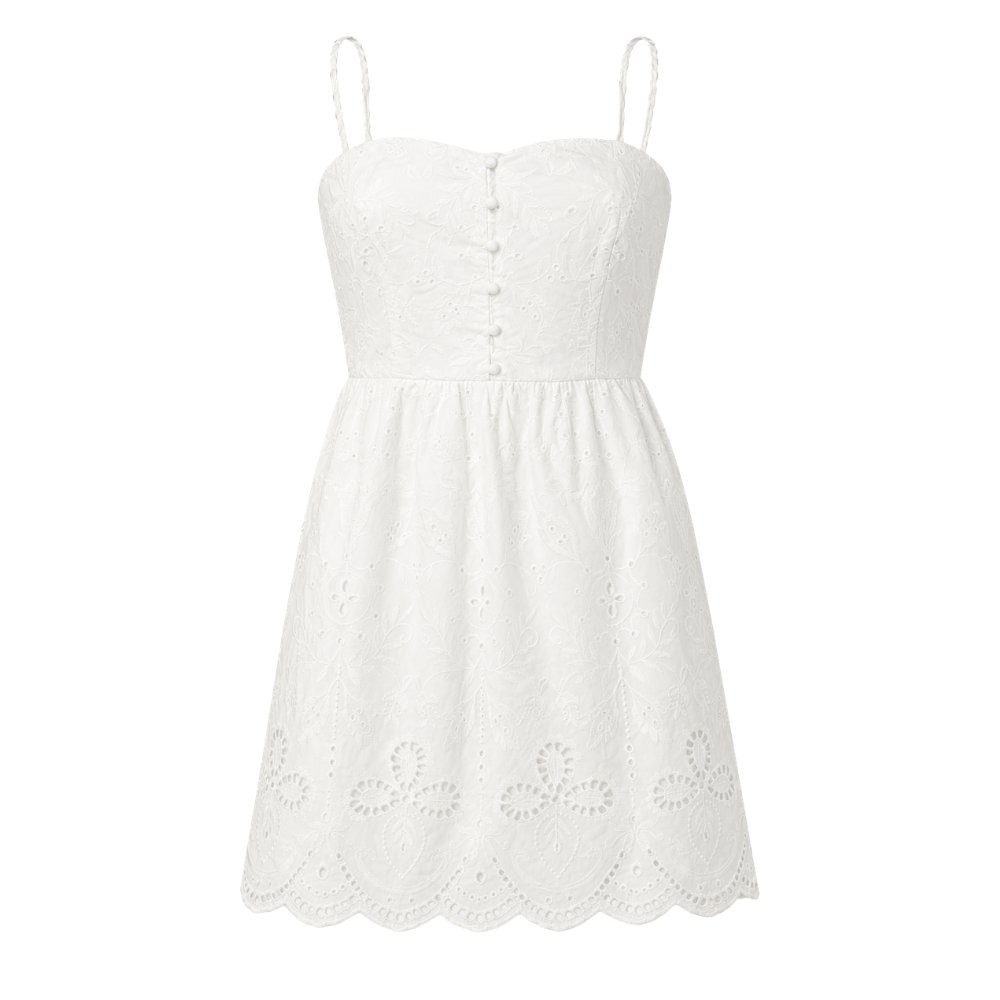 Olea | Vestido Corto con Bordado y Tirantes Delgados para Dama