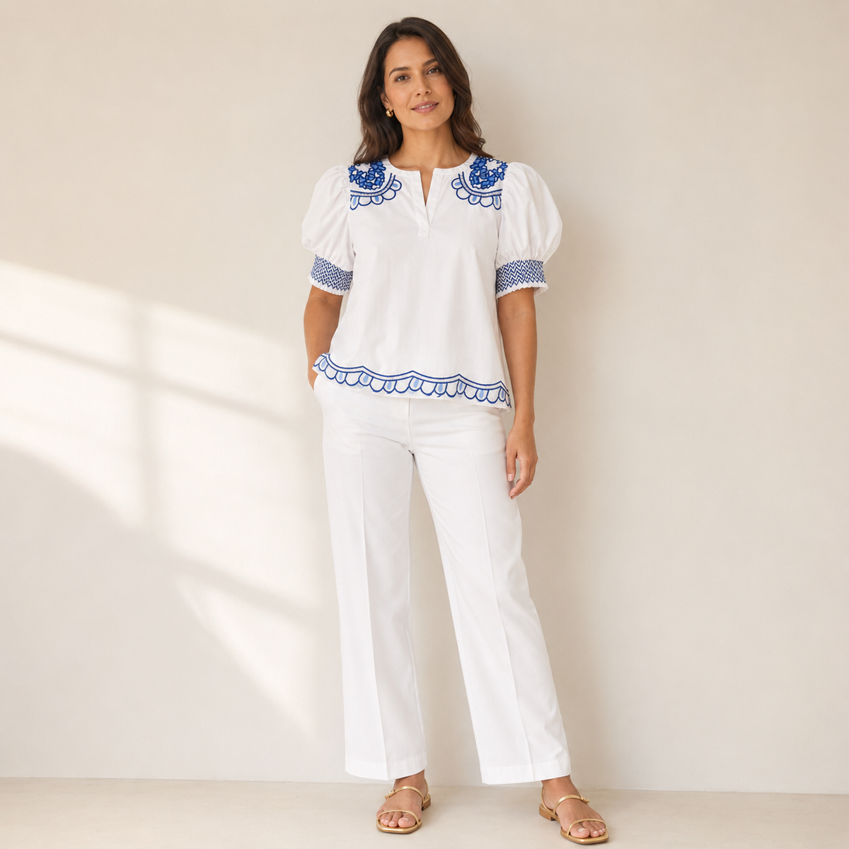 Olea | Blusa Bordada y Manga Abullonada para Dama