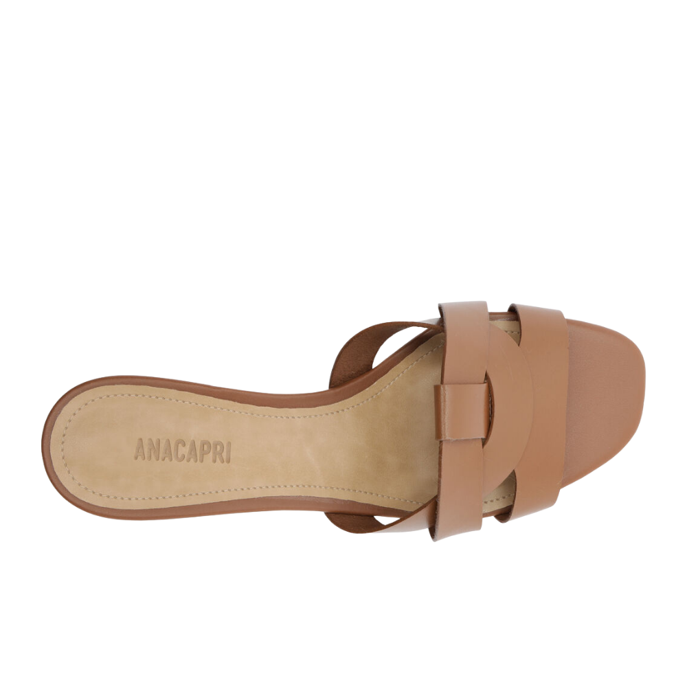 Anacapri | Sandalia  Mule Marrón Con Tacón Ancho y Tiras Entrelazadas
