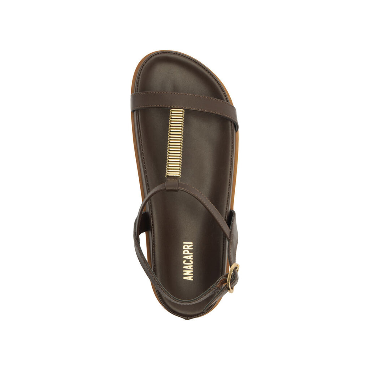 Anacapri | Sandalia flatform con detalle metálico - Café