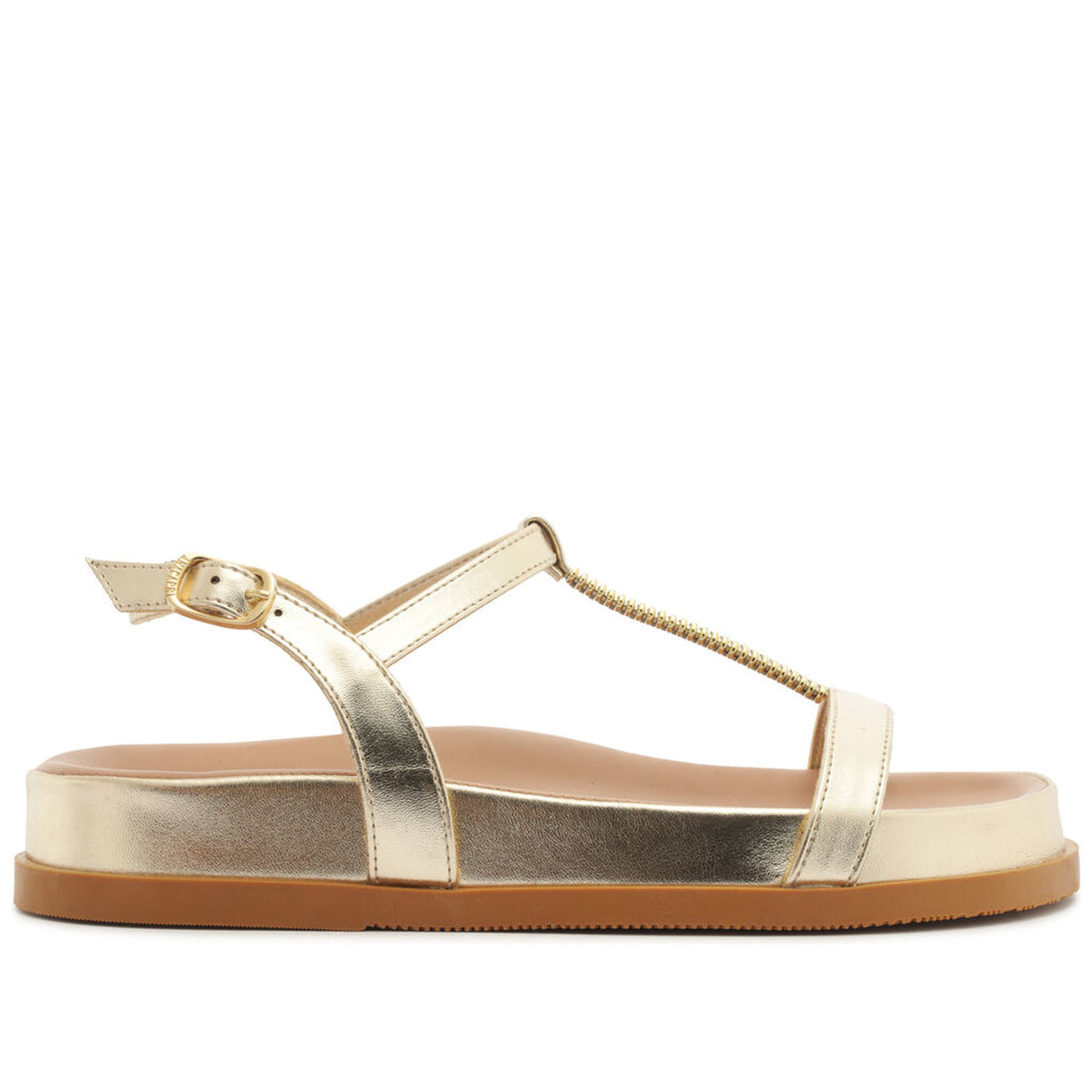 Anacapri | Sandalia flatform con detalle metálico - Dorado claro