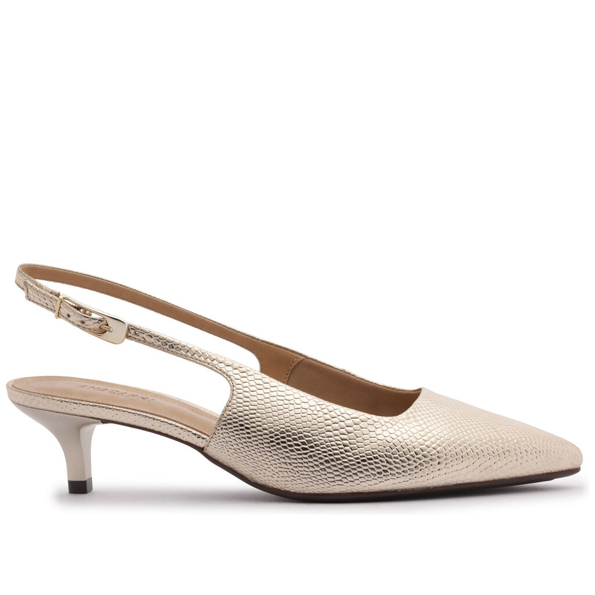 Anacapri | Slingback texturizado de punta fina - Champán