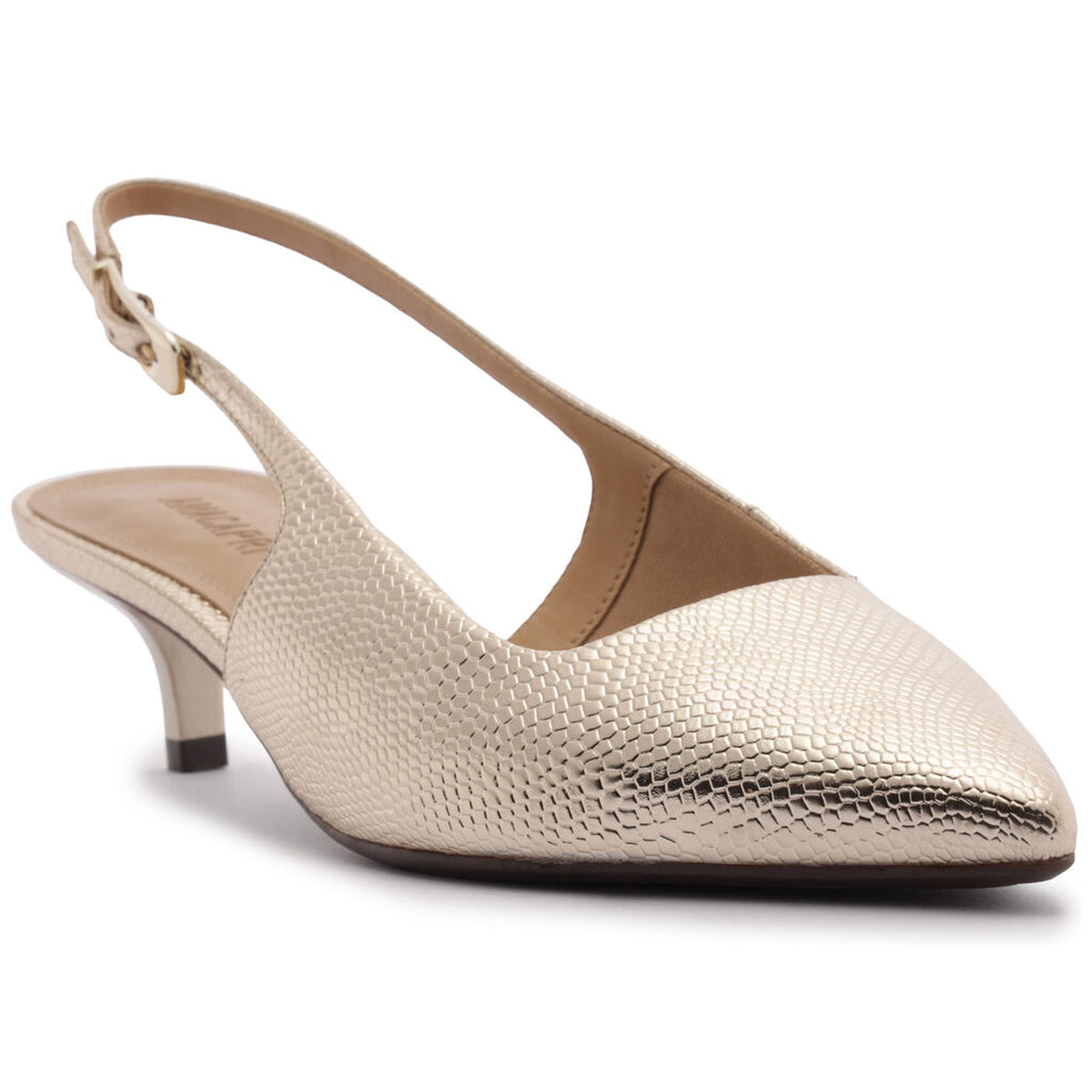 Anacapri | Slingback texturizado de punta fina - Champán