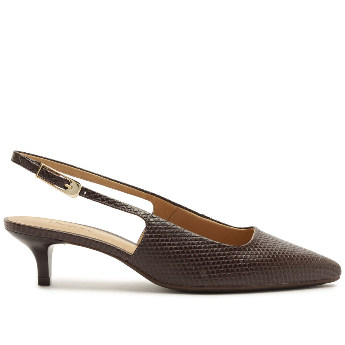 Anacapri | Slingback texturizado de punta fina - Marrón