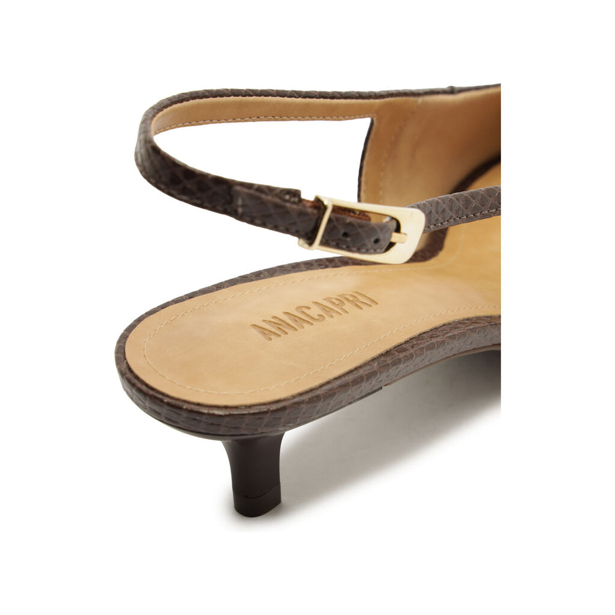 Anacapri | Slingback texturizado de punta fina - Marrón