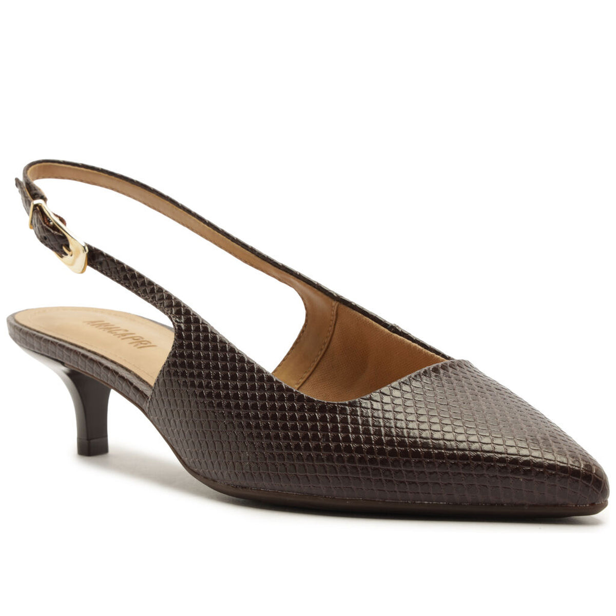 Anacapri | Slingback texturizado de punta fina - Marrón