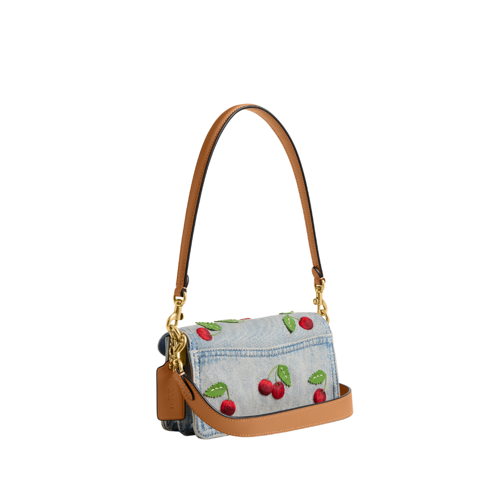 Bolso Tabby Denim Bordado Cerezas Coach 20 - asas desmontables uso cruzado