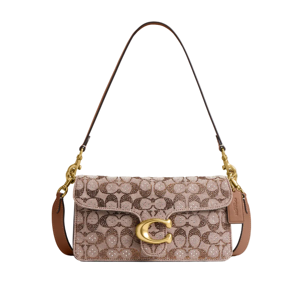 Bolso Tabby Crystal Signature Coach 26 - vista frontal tono Mushroom