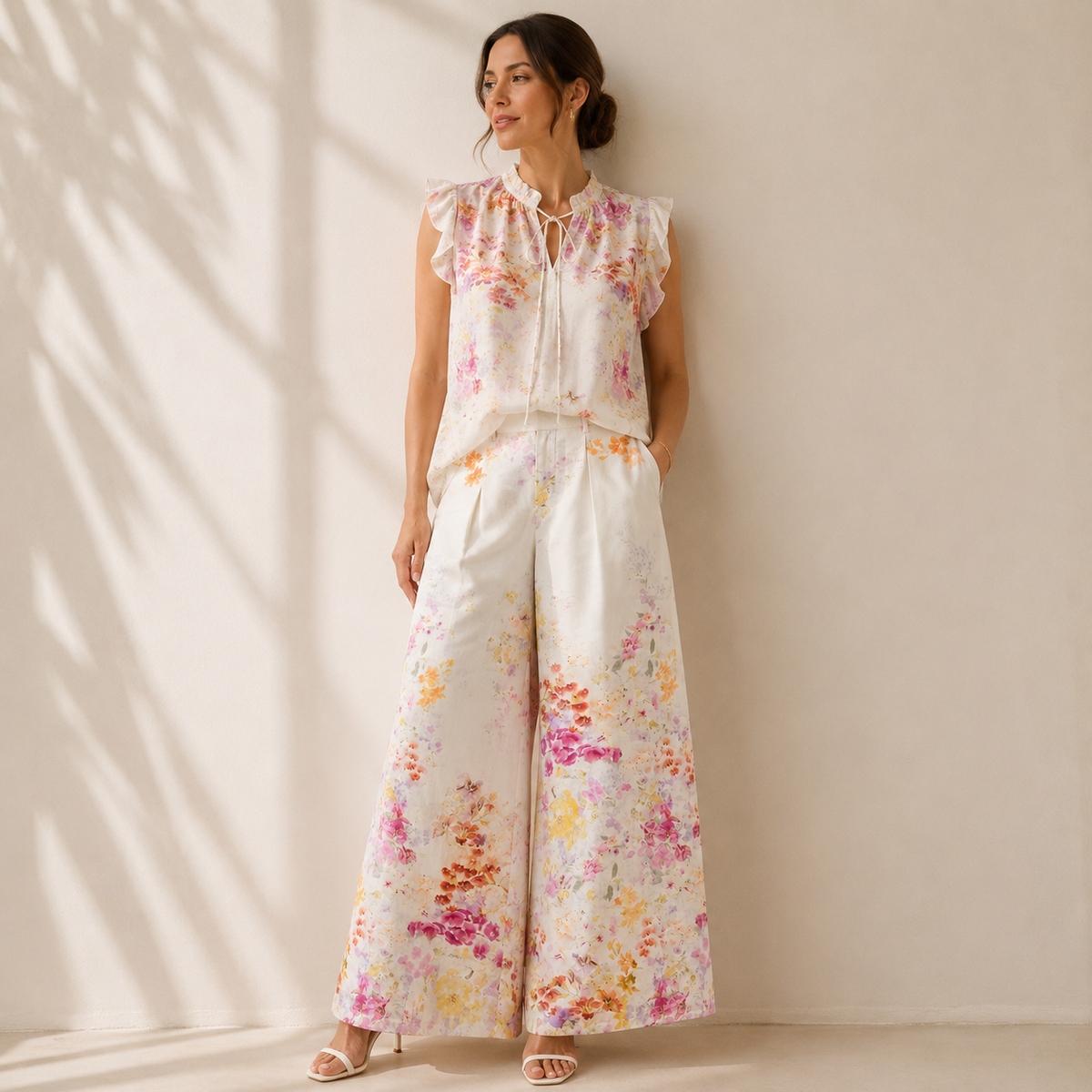 Olea | Blusa de Capas con Volantes y Estampado Floral para Dama