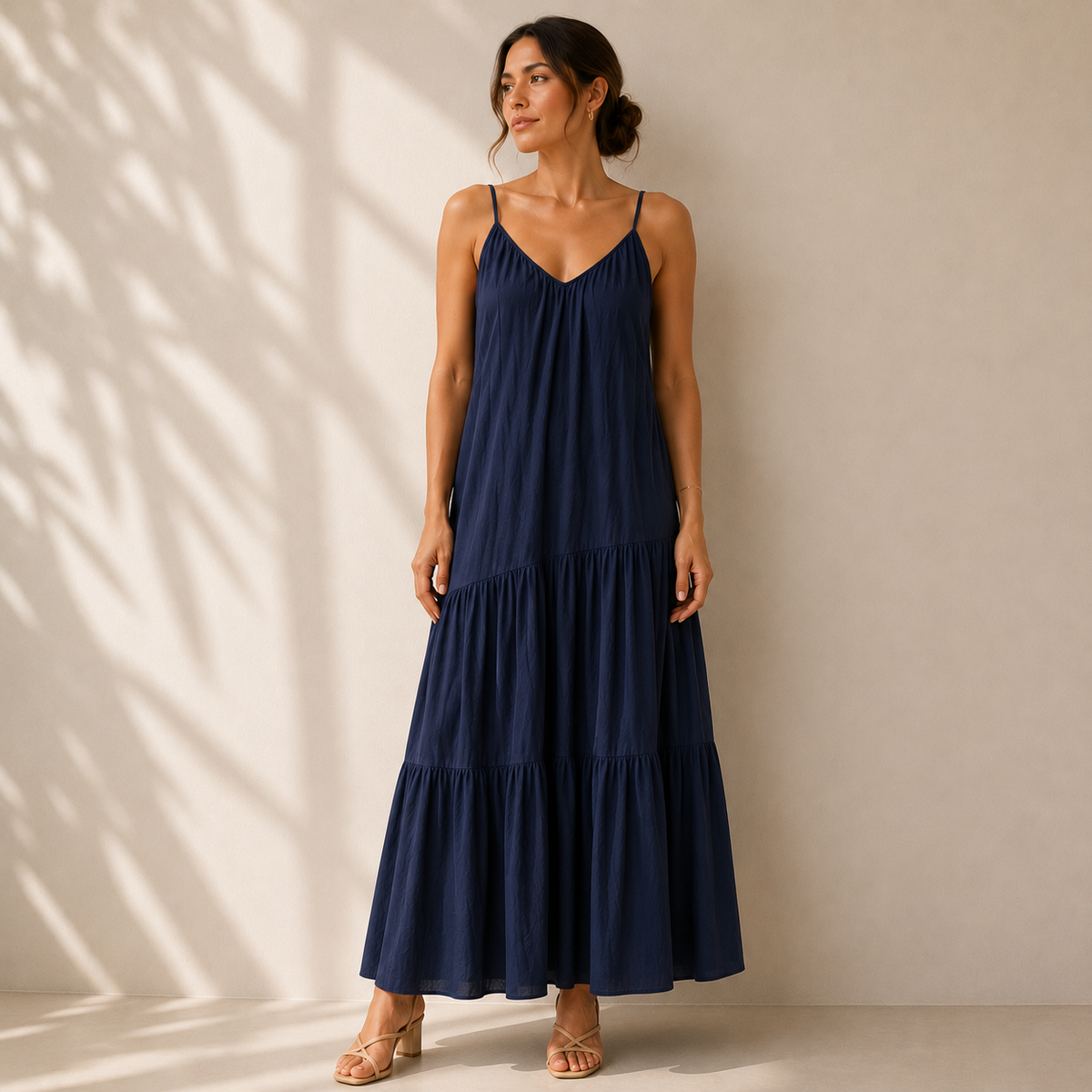 Olea | Vestido Maxi de Tirantes con Falda Amplia para Dama