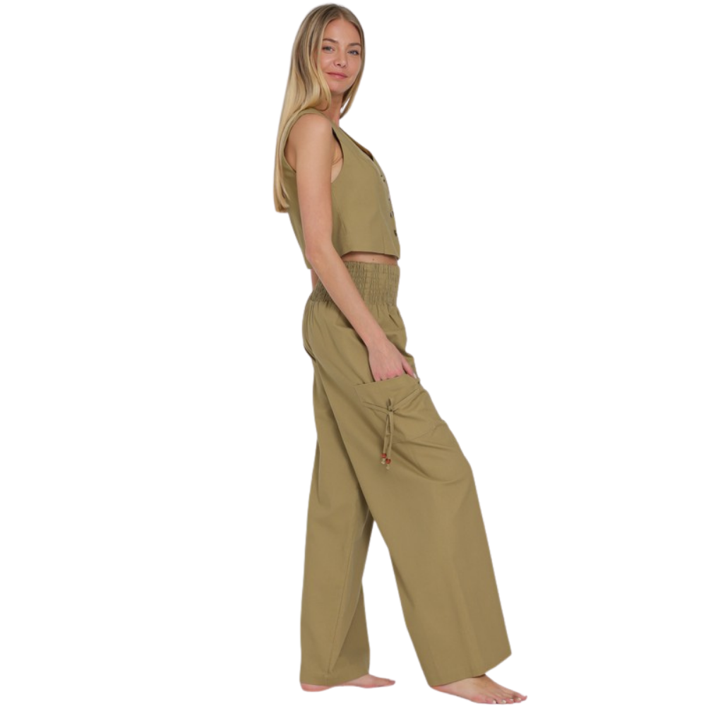 Conjunto de Chaleco y Pantalón de Pierna Ancha