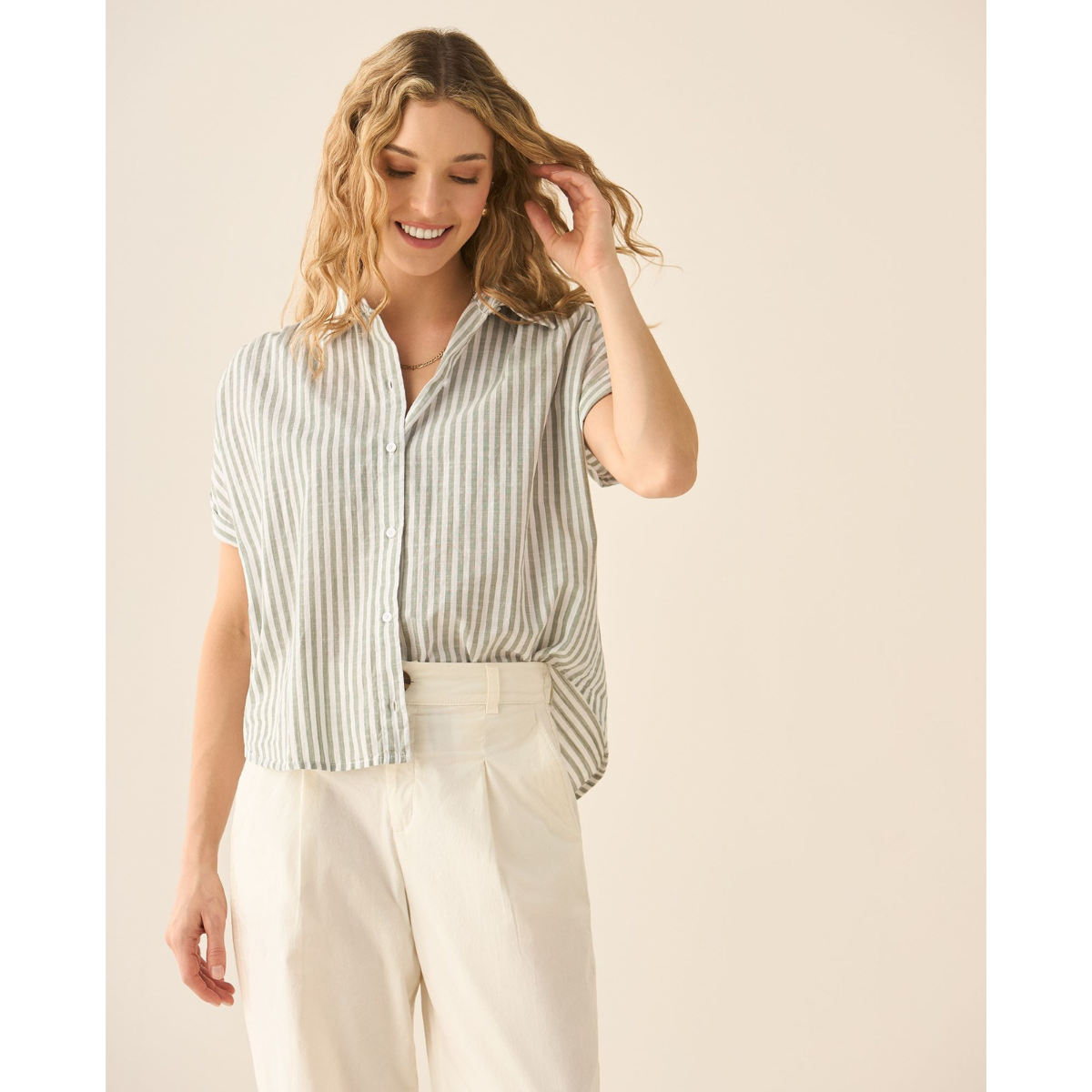 Esprit | Camisa Manga Corta De Rayas Para Mujer