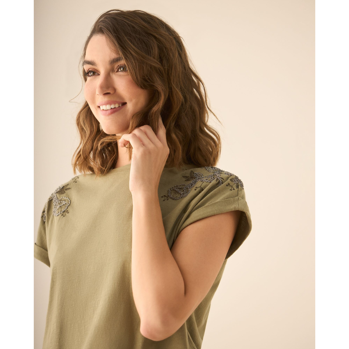 Esprit | Camiseta Manga Corta Con Apliques Brillantes  para Mujer
