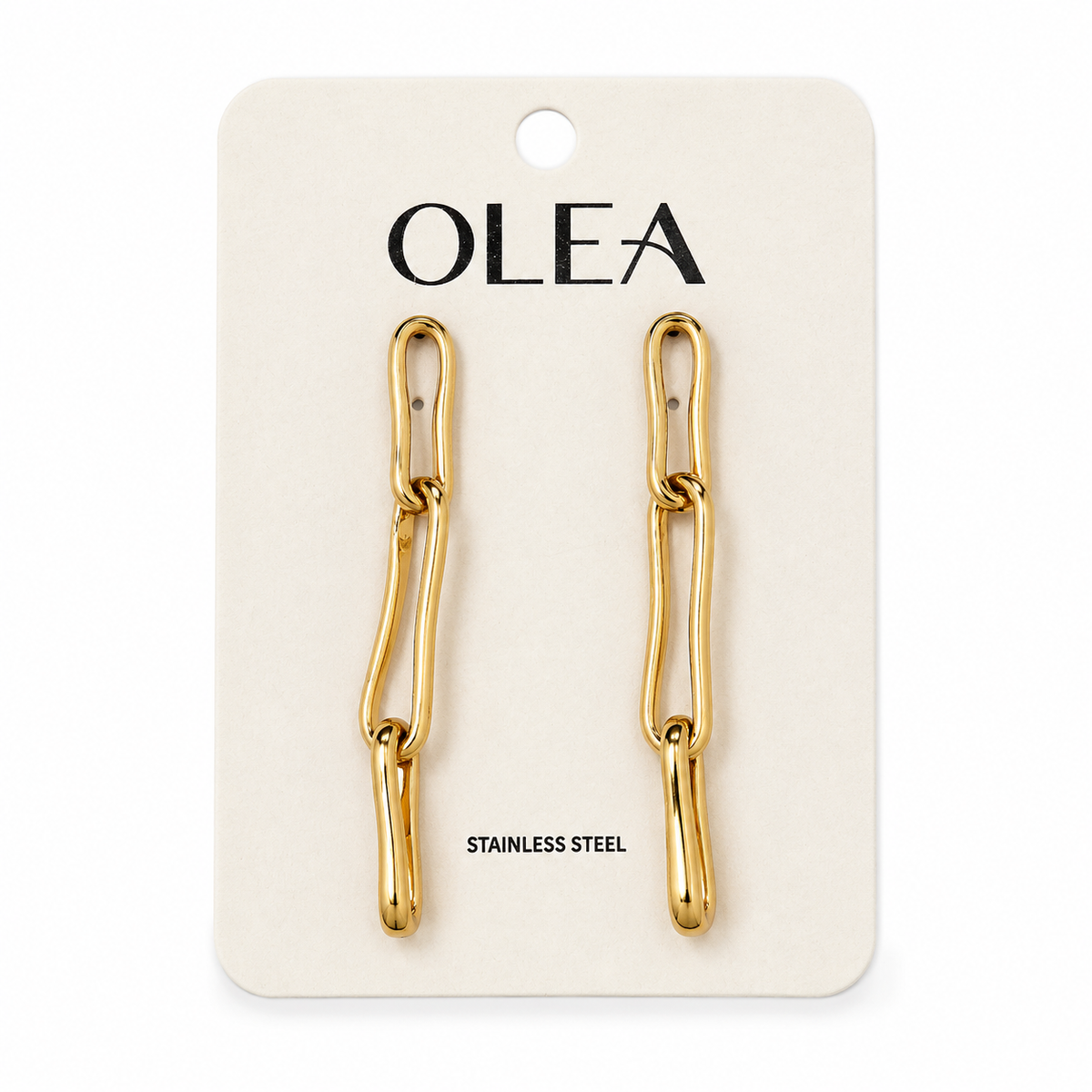 Olea | Aretes Largos de Eslabones Dorados