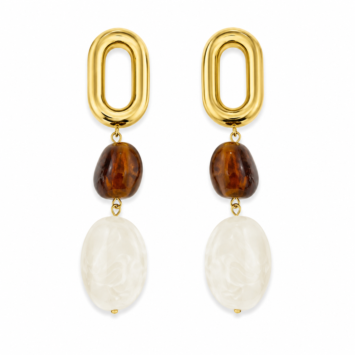 Olea | Aretes Colgantes Carey y Blanco