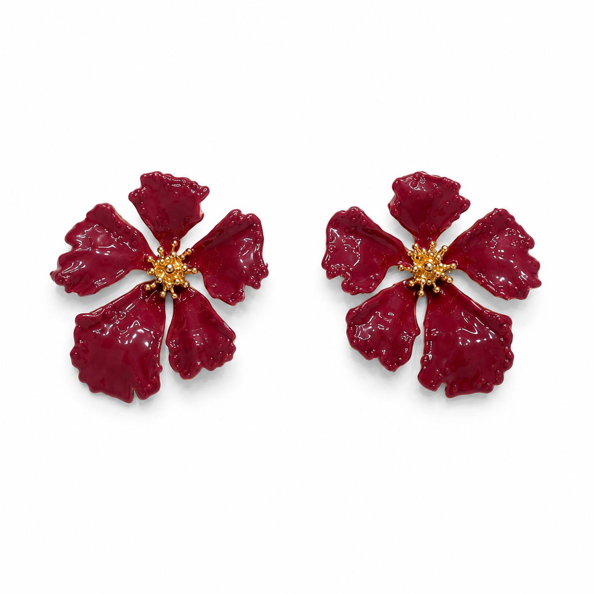 Olea | Aretes Florales Rojos Texturizados