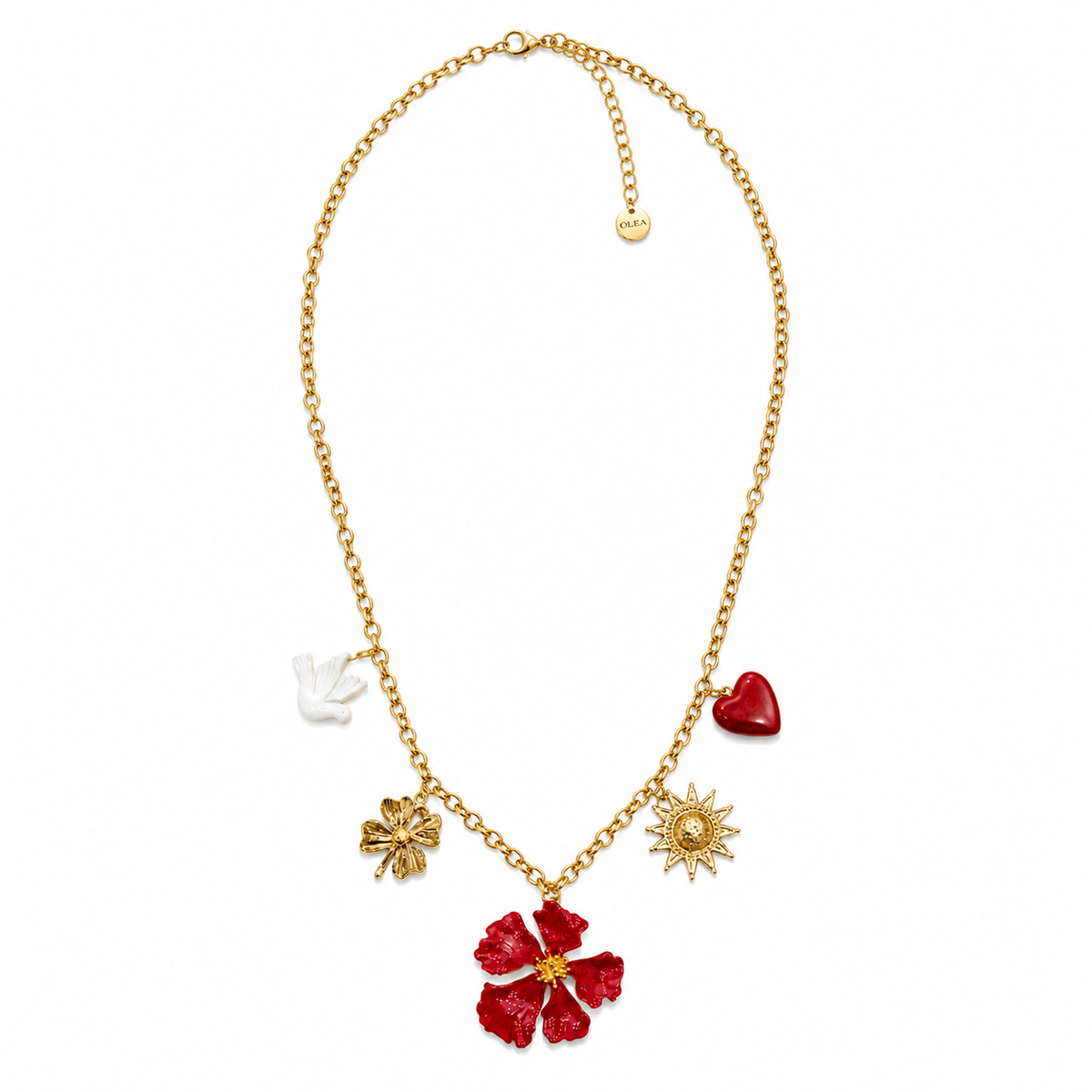 Olea | Collar con Dijes Florales, Corazón y Sol
