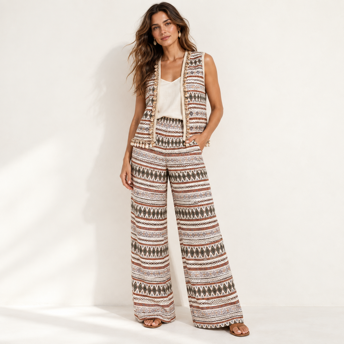 Olea Pantalón amplio estampado multicolor