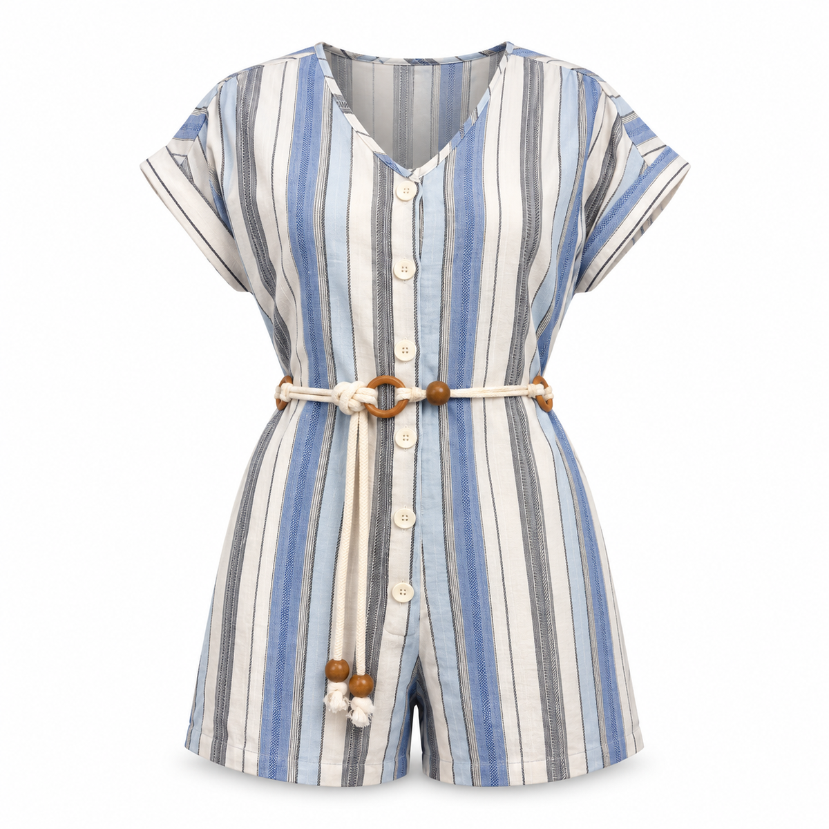Olea | Jumpsuit Camisero a Rayas con Cinturón para Dama