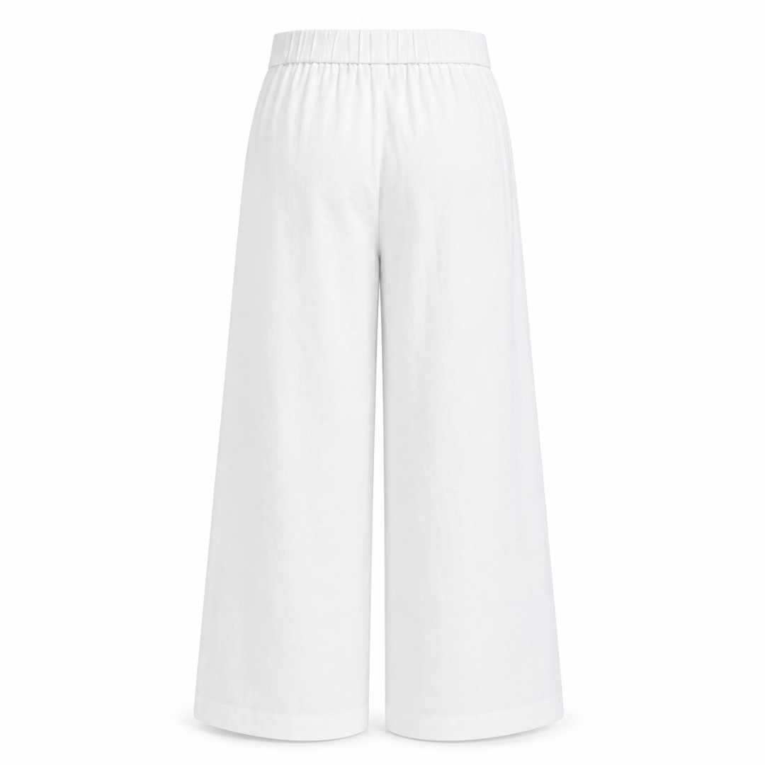 Olea | Pantalón Wide Leg Blanco con Bordado Ornamental para Dama