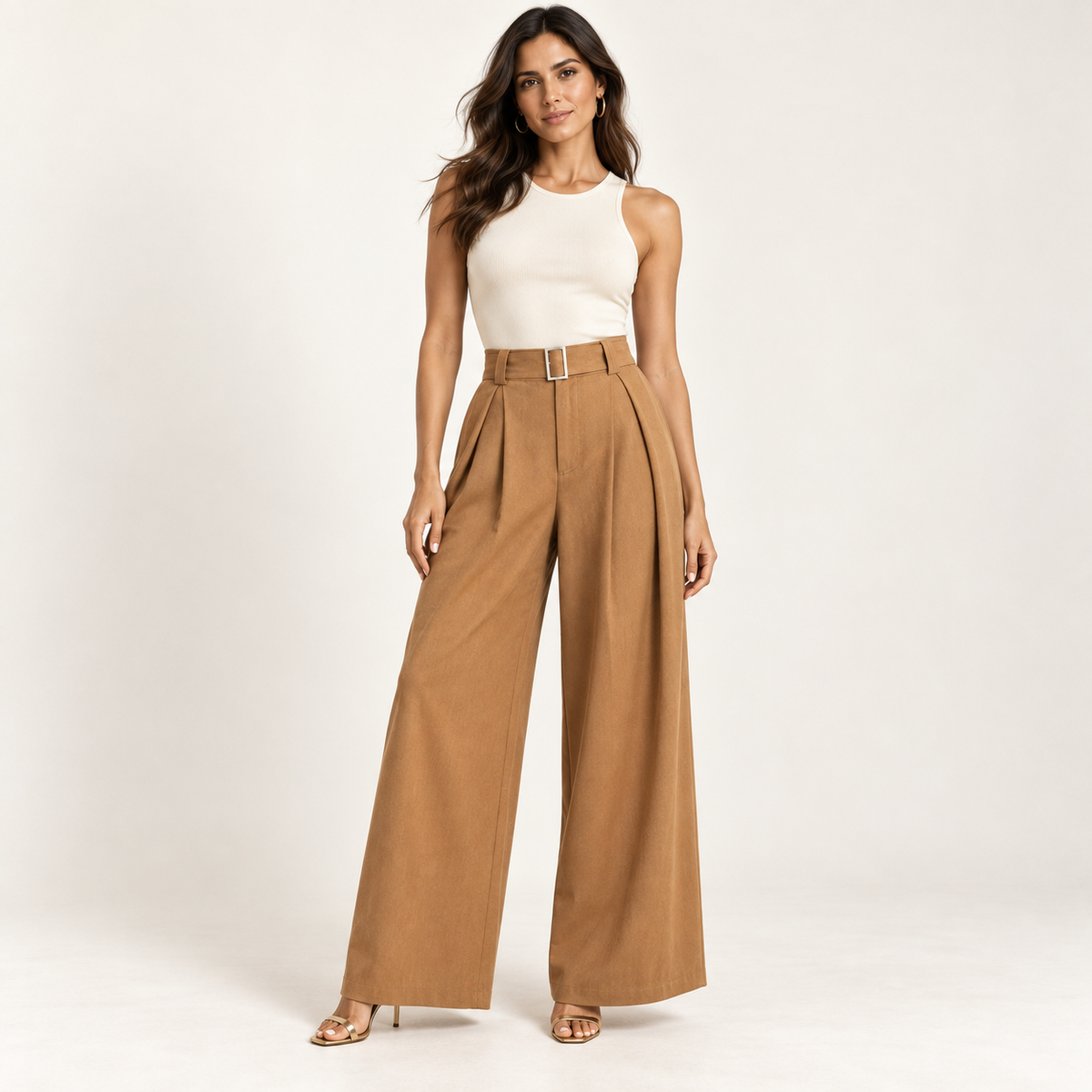 Olea | Pantalón Sastre Wide Leg con Cinturón para Dama